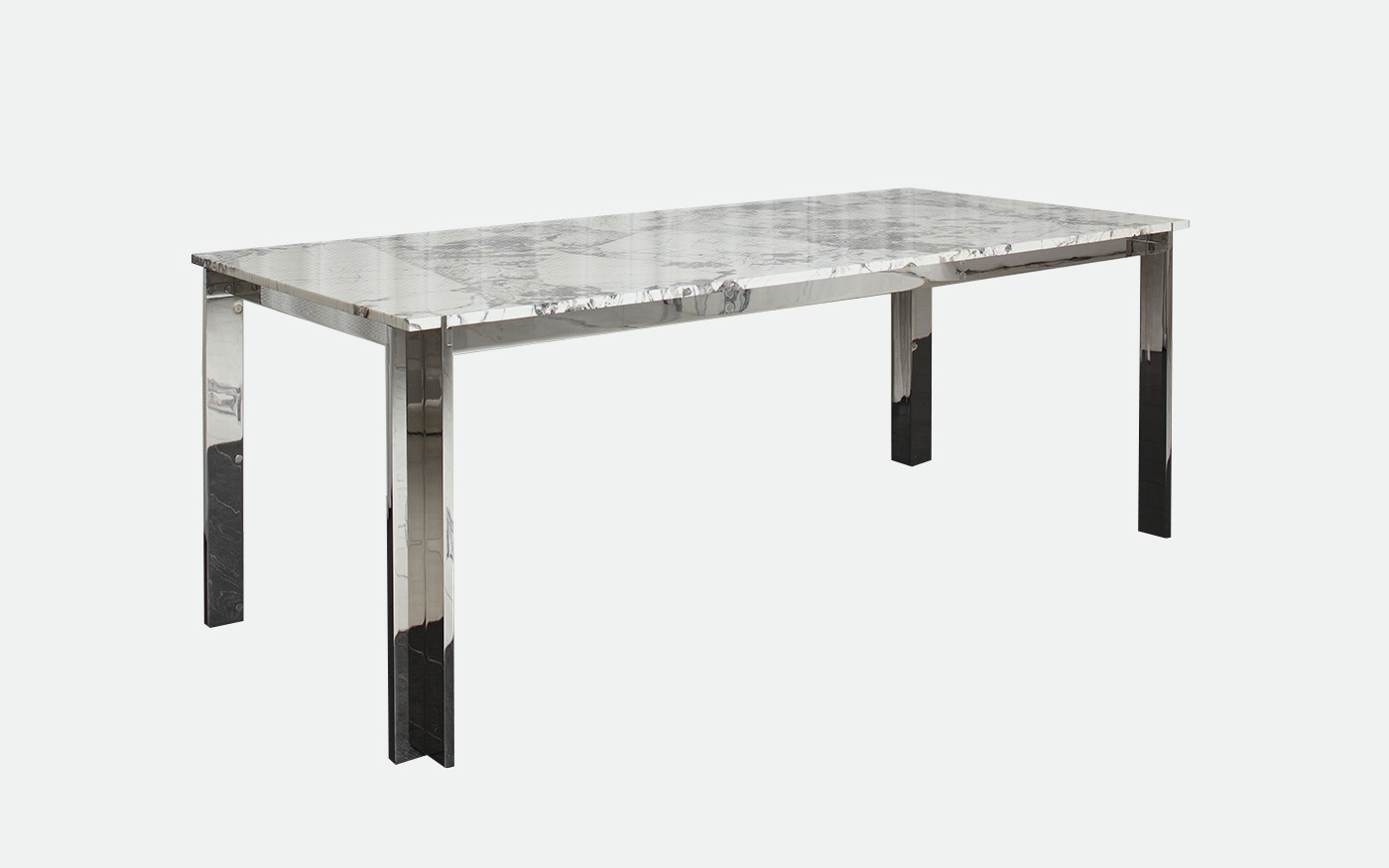 Nickel plated dining table with Patagonia Quartzite table top